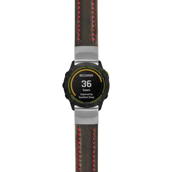 g.ed.st23 Main Black & Red StrapsCo Heavy Duty Mens Leather Watch Band Strap 20mm