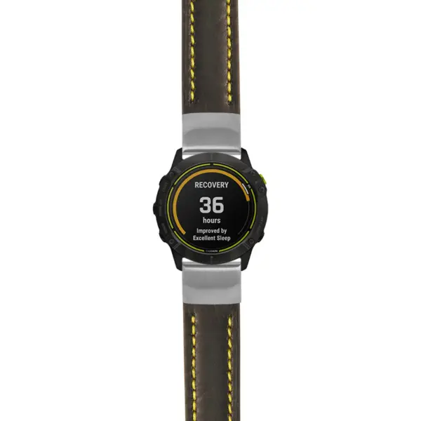g.ed.st23 Main Black & Yellow StrapsCo Heavy Duty Mens Leather Watch Band Strap 20mm
