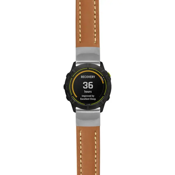 g.ed.st23 Main Tan & White StrapsCo Heavy Duty Mens Leather Watch Band Strap 20mm