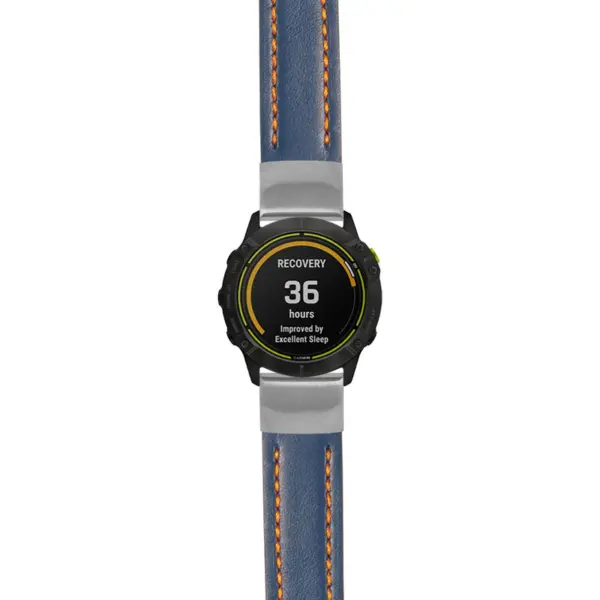 g.ed.st23 Main Blue & Orange StrapsCo Heavy Duty Mens Leather Watch Band Strap 20mm