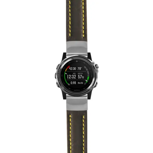 g.dmk1.st23 Main Black & Yellow StrapsCo Heavy Duty Mens Leather Watch Band Strap 20mm