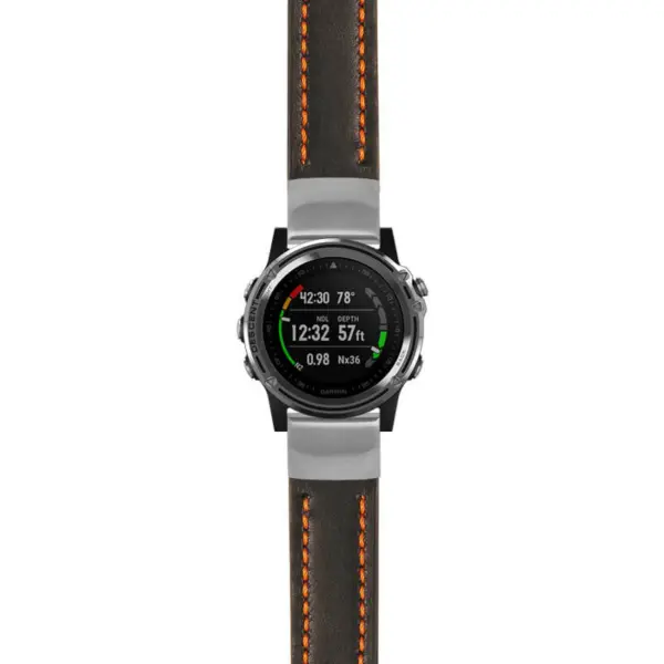 g.dmk1.st23 Main Black & Orange StrapsCo Heavy Duty Mens Leather Watch Band Strap 20mm