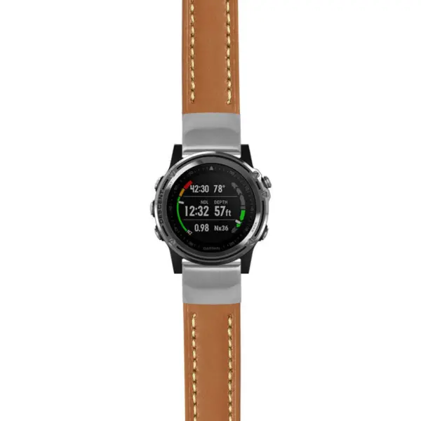 g.dmk1.st23 Main Tan & White StrapsCo Heavy Duty Mens Leather Watch Band Strap 20mm