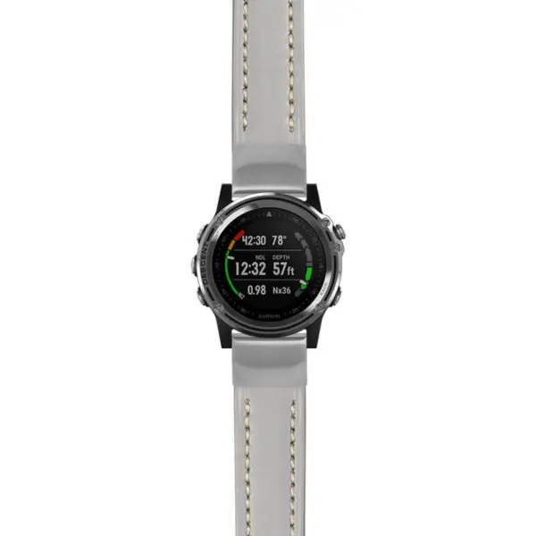 g.dmk1.st23 Main Grey & White StrapsCo Heavy Duty Mens Leather Watch Band Strap 20mm