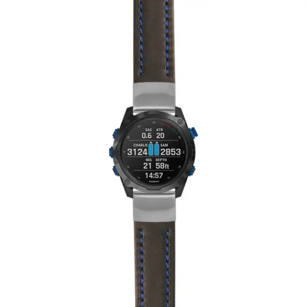 g.dmk2.st23 Main Black & Blue StrapsCo Heavy Duty Mens Leather Watch Band Strap 20mm