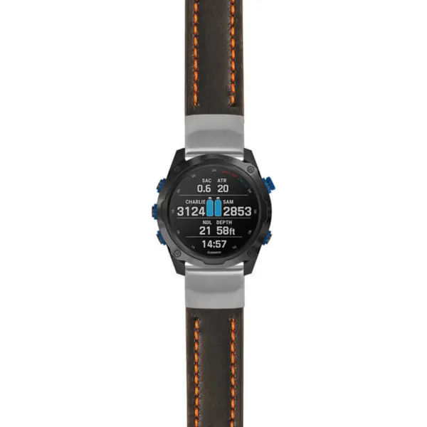 g.dmk2.st23 Main Black & Orange StrapsCo Heavy Duty Mens Leather Watch Band Strap 20mm