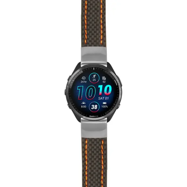 g.f965.st25 Main Black & Orange StrapsCo Heavy Duty Carbon Fiber Watch Strap 20mm