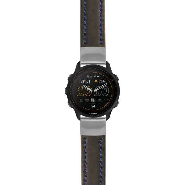 g.f955.st23 Main Black & Blue StrapsCo Heavy Duty Mens Leather Watch Band Strap 20mm
