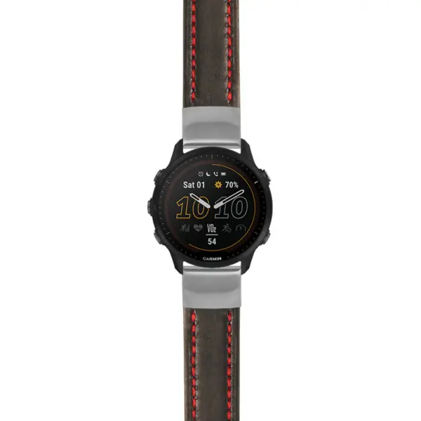 g.f955.st23 Main Black & Red StrapsCo Heavy Duty Mens Leather Watch Band Strap 20mm