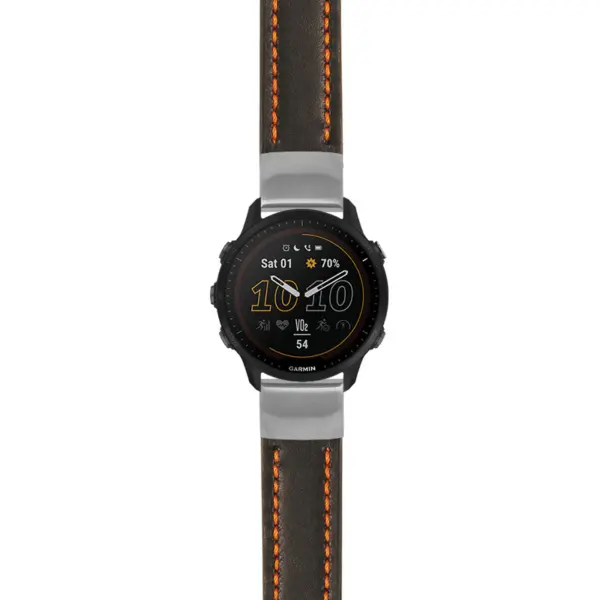 g.f955.st23 Main Black & Orange StrapsCo Heavy Duty Mens Leather Watch Band Strap 20mm