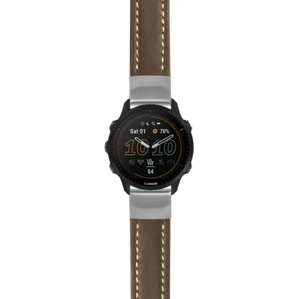g.f955.st23 Main Brown & White StrapsCo Heavy Duty Mens Leather Watch Band Strap 20mm