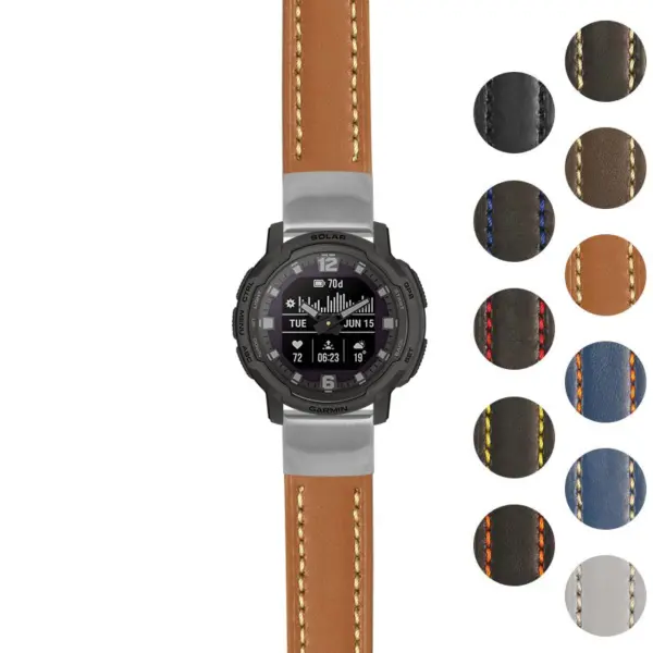 g.ix.st23 Gallery Tan & White StrapsCo Heavy Duty Mens Leather Watch Band Strap 20mm