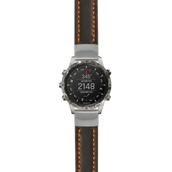 g.mrq.st23 Main Black & Orange StrapsCo Heavy Duty Mens Leather Watch Band Strap 20mm
