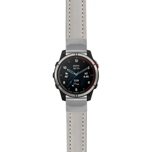 g.qtx7.st23 Main Grey & White StrapsCo Heavy Duty Mens Leather Watch Band Strap 20mm