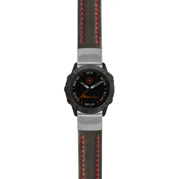 g.f6.st23 Main Black & Red StrapsCo Heavy Duty Mens Leather Watch Band Strap 20mm