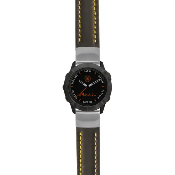 g.f6.st23 Main Black & Yellow StrapsCo Heavy Duty Mens Leather Watch Band Strap 20mm