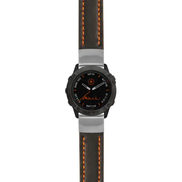 g.f6.st23 Main Black & Orange StrapsCo Heavy Duty Mens Leather Watch Band Strap 20mm