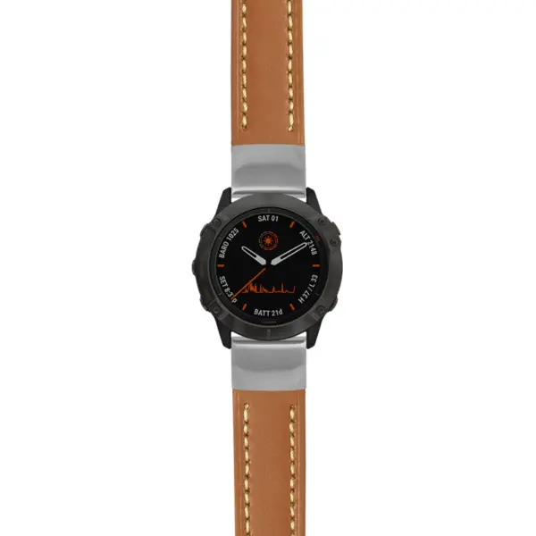 g.f6.st23 Main Tan & White StrapsCo Heavy Duty Mens Leather Watch Band Strap 20mm