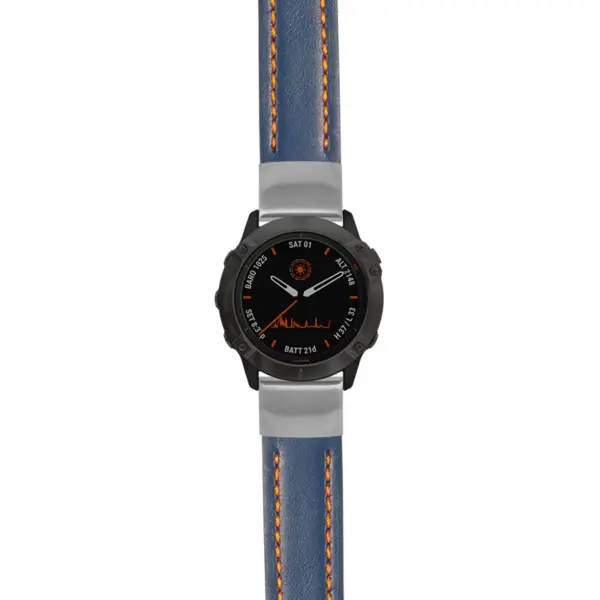 g.f6.st23 Main Blue & Orange StrapsCo Heavy Duty Mens Leather Watch Band Strap 20mm