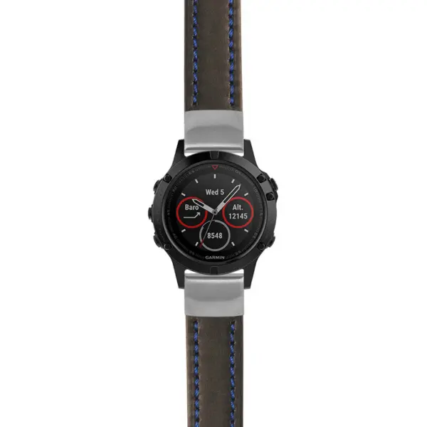 g.f5.st23 Main Black & Blue StrapsCo Heavy Duty Mens Leather Watch Band Strap 20mm