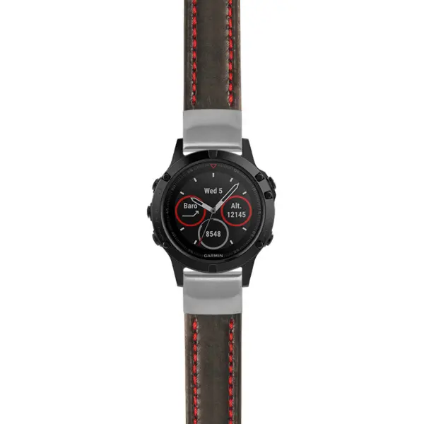 g.f5.st23 Main Black & Red StrapsCo Heavy Duty Mens Leather Watch Band Strap 20mm