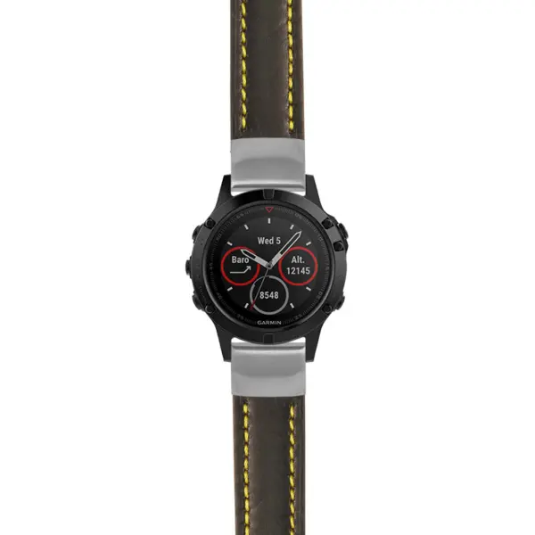 g.f5.st23 Main Black & Yellow StrapsCo Heavy Duty Mens Leather Watch Band Strap 20mm