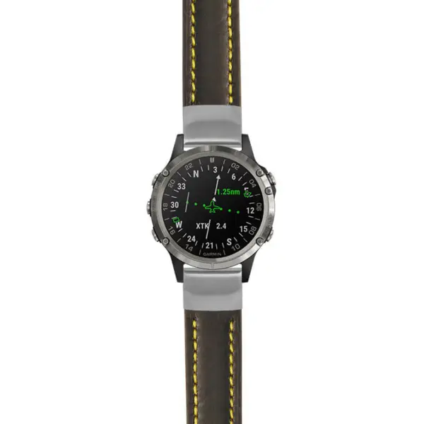 g.d2d.st23 Main Black & Yellow StrapsCo Heavy Duty Mens Leather Watch Band Strap 20mm