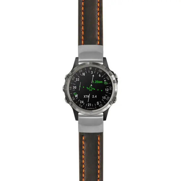 g.d2d.st23 Main Black & Orange StrapsCo Heavy Duty Mens Leather Watch Band Strap 20mm