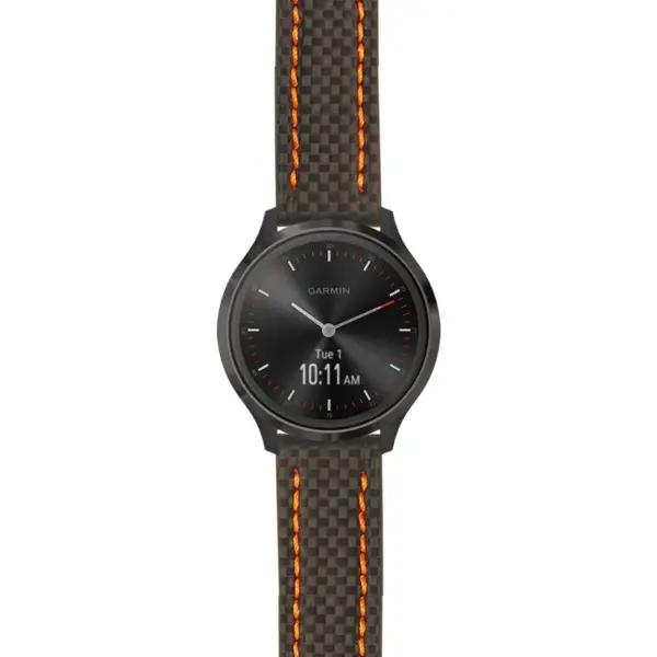 g.vmov3.st25 Main Black & Orange StrapsCo Heavy Duty Carbon Fiber Watch Strap 20mm