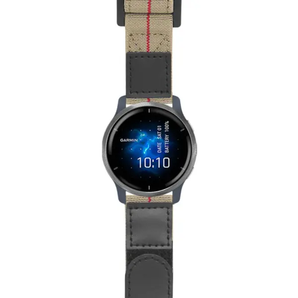 g.ven2.nt13 Main Khaki & Red StrapsCo Hook and Loop Explorer Watch Band Strap Nylon Velcro NATO 22mm