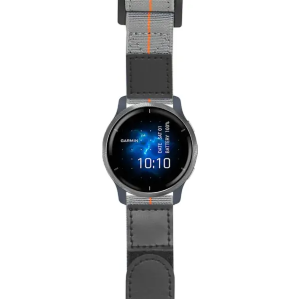 g.ven2.nt13 Main Gray & Orange StrapsCo Hook and Loop Explorer Watch Band Strap Nylon Velcro NATO 22mm