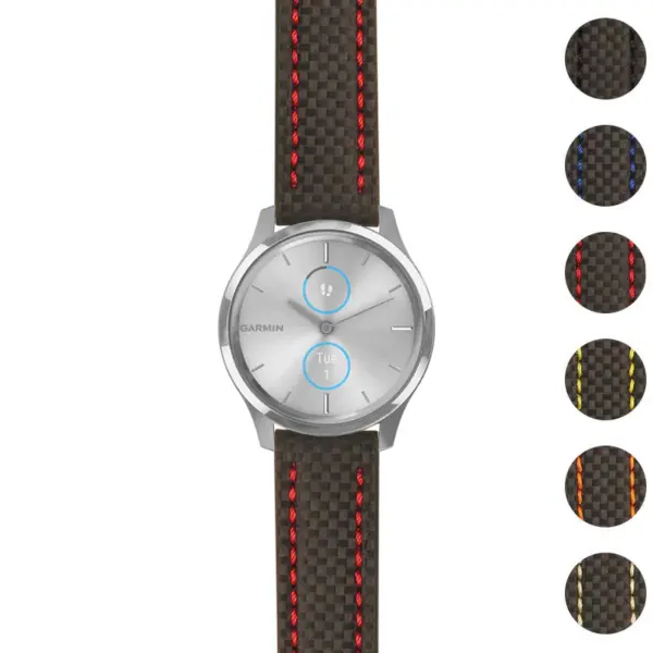 g.lux.st25 Gallery Black & Red StrapsCo Heavy Duty Carbon Fiber Watch Strap 20mm