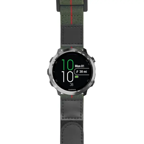 g.f645.nt13 Main Green & Red StrapsCo Hook and Loop Explorer Watch Band Strap Nylon Velcro NATO 20mm