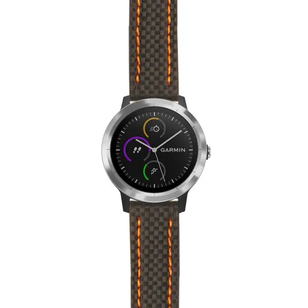 g.viv3.st25 Main Black & Orange StrapsCo Heavy Duty Carbon Fiber Watch Strap 20mm