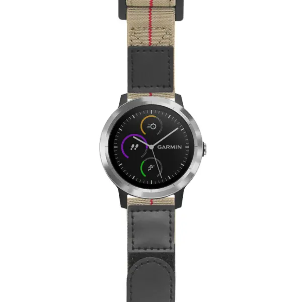 g.viv3.nt13 Main Khaki & Red StrapsCo Hook and Loop Explorer Watch Band Strap Nylon Velcro NATO 20mm