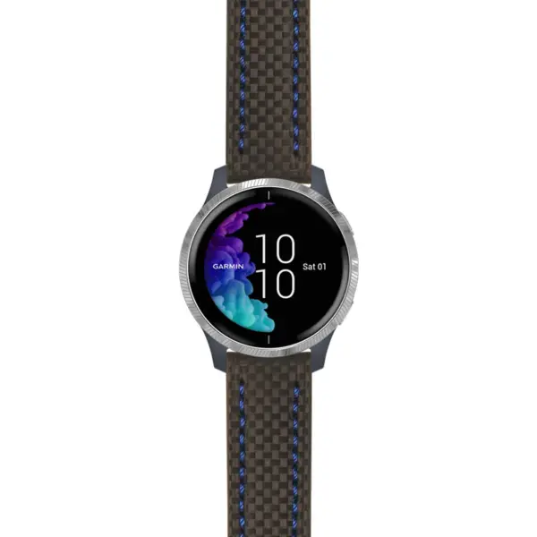 g.venu.st25 Main Black & Blue StrapsCo Heavy Duty Carbon Fiber Watch Strap 20mm