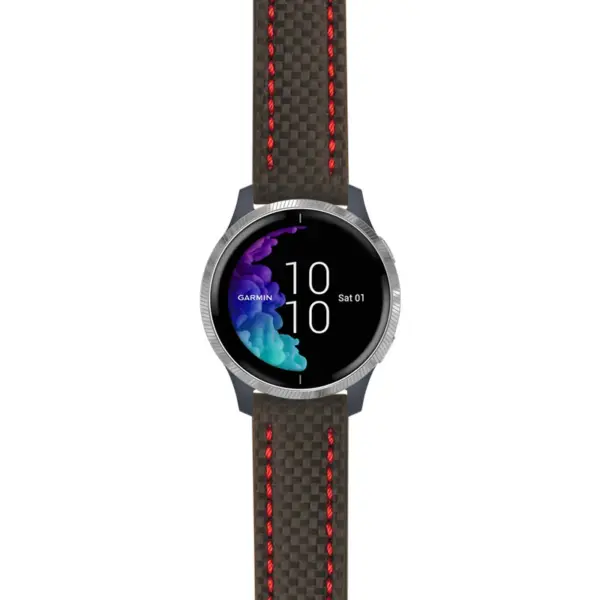 g.venu.st25 Main Black & Red StrapsCo Heavy Duty Carbon Fiber Watch Strap 20mm