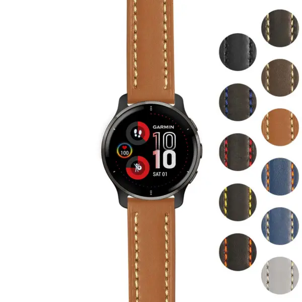 g.v2p.st23 Gallery Tan & White StrapsCo Heavy Duty Mens Leather Watch Band Strap 20mm