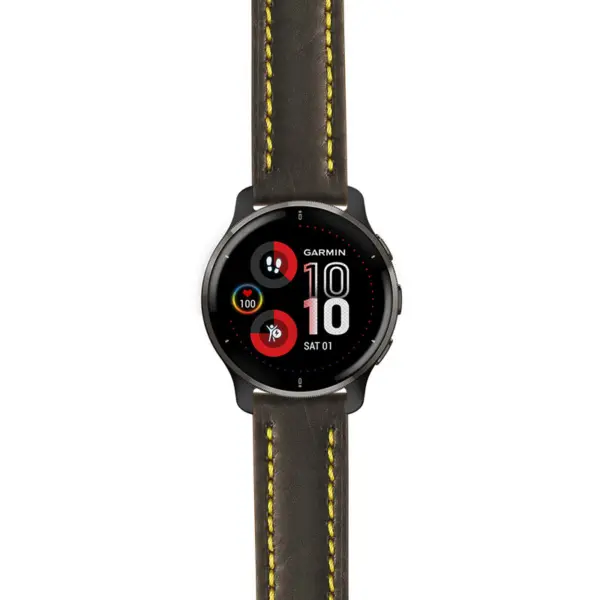 g.v2p.st23 Main Black & Yellow StrapsCo Heavy Duty Mens Leather Watch Band Strap 20mm