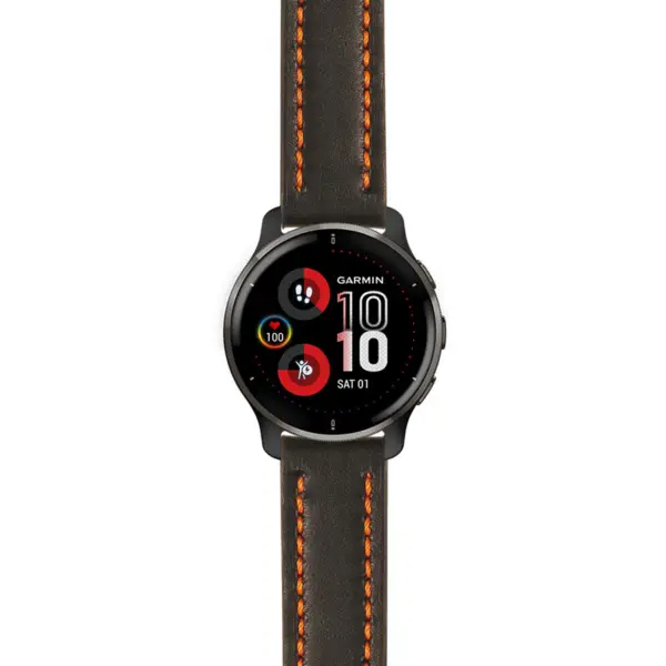 g.v2p.st23 Main Black & Orange StrapsCo Heavy Duty Mens Leather Watch Band Strap 20mm