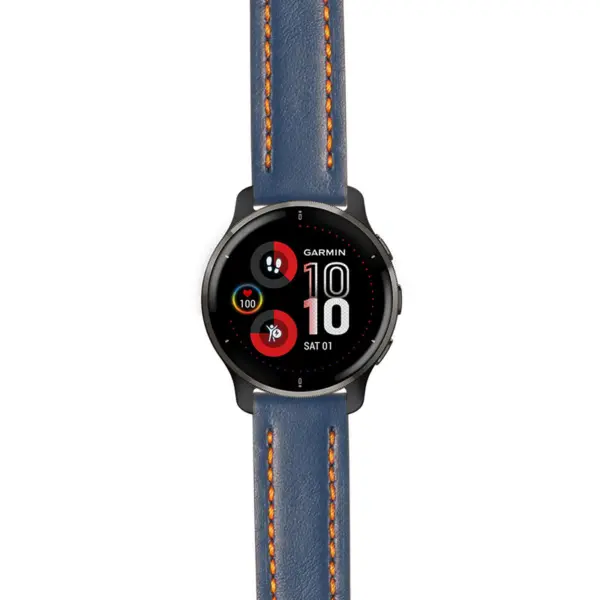 g.v2p.st23 Main Blue & Orange StrapsCo Heavy Duty Mens Leather Watch Band Strap 20mm