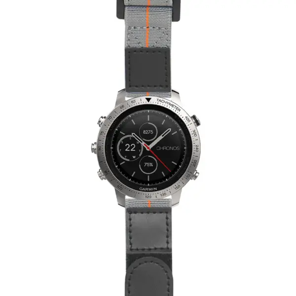 g.fch.nt13 Main Gray & Orange StrapsCo Hook and Loop Explorer Watch Band Strap Nylon Velcro NATO 20mm