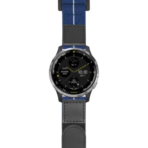 g.d2a.nt13 Main Blue & White StrapsCo Hook and Loop Explorer Watch Band Strap Nylon Velcro NATO 20mm