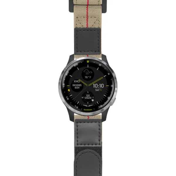 g.d2a.nt13 Main Khaki & Red StrapsCo Hook and Loop Explorer Watch Band Strap Nylon Velcro NATO 20mm