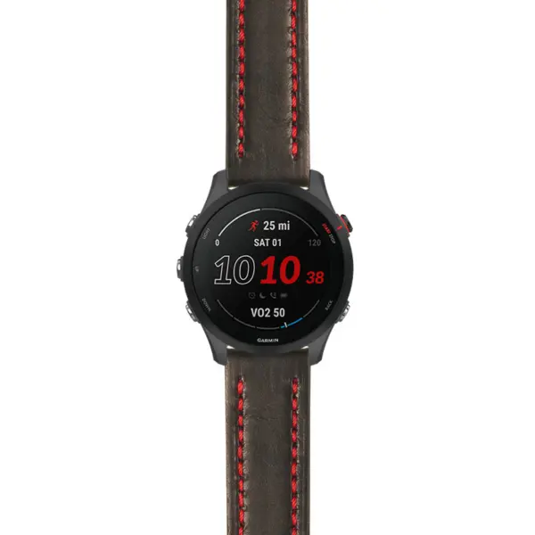 g.f255.st23 Main Black & Red StrapsCo Heavy Duty Mens Leather Watch Band Strap 20mm