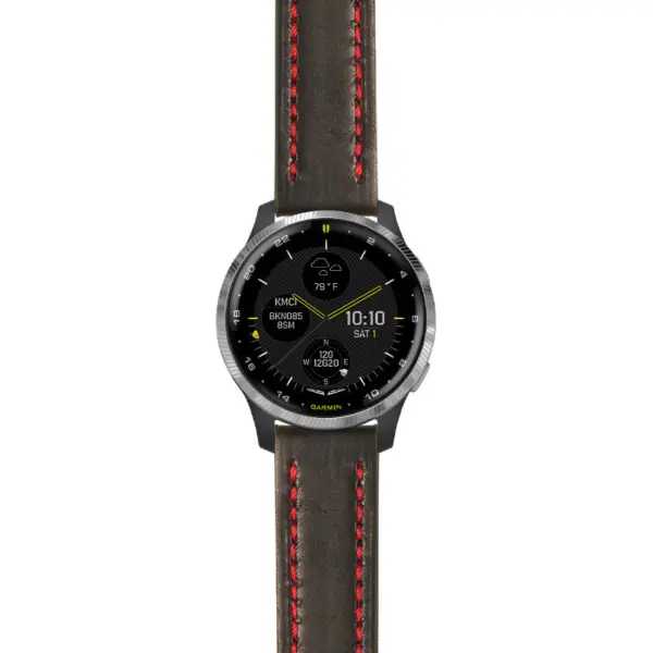 g.d2a.st23 Main Black & Red StrapsCo Heavy Duty Mens Leather Watch Band Strap 20mm