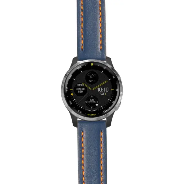 g.d2a.st23 Main Blue & Orange StrapsCo Heavy Duty Mens Leather Watch Band Strap 20mm