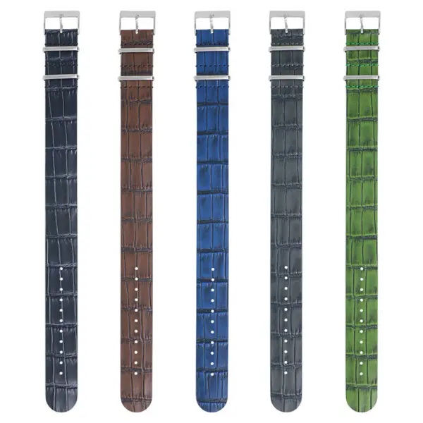 nt8 All Color StrapsCo DASSARI Vintage Alligator Embossed Single Pass Leather NATO Strap