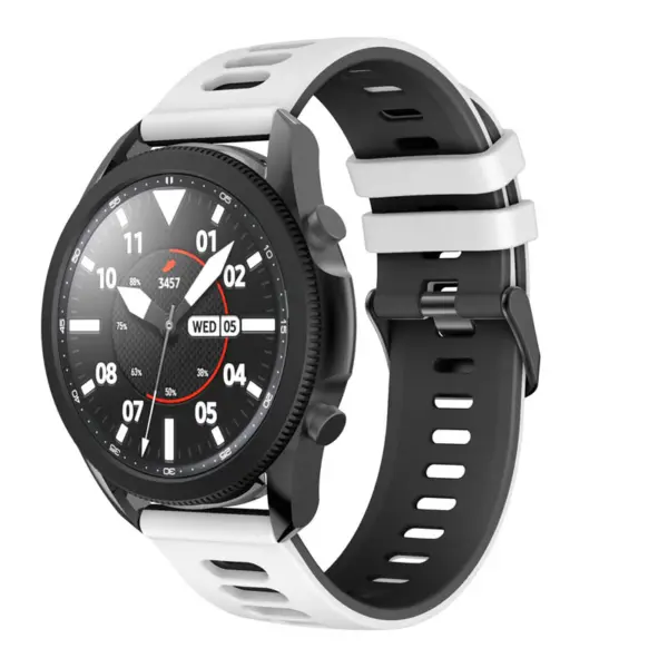 g.r58.22.1.22 Main White Black StrapsCo Silicone Band for Garmin Vivoactive 4 Rubber Watch Strap
