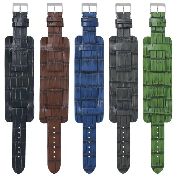 ds23 All Color StrapsCo DASSARI Vintage Alligator Embossed Leather Cuff Strap
